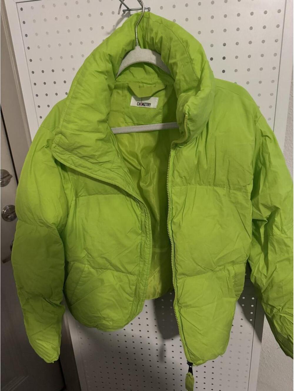 Chemiztry Neon Lime Green Puffer Jacket Fits Large